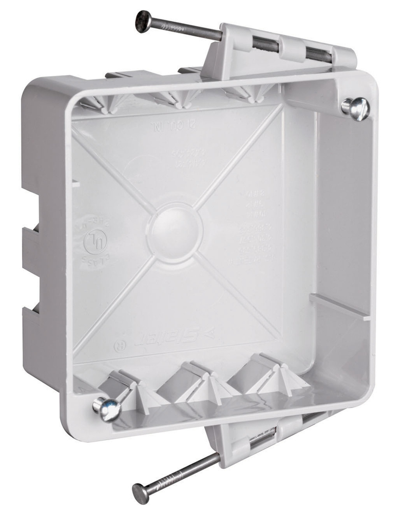 Legrand S4421RAC Pass & Seymour S44-21-RAC 4 Square Box w/ Threaded Mounting Holes, Captive Mounting Nails, 3 Auto/Clamps