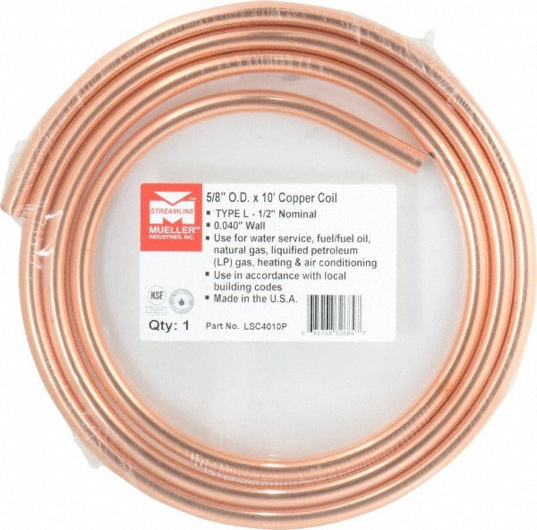 MUELLER INDUSTRIES Mueller Industries LSC4010P Copper Seamless Tube 5/8 in Od 10 Ft