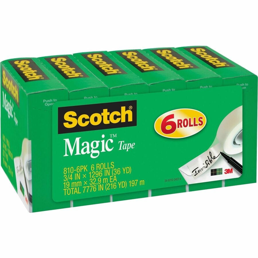 3M 3M MMM8106PKBD 3/4 inchesW Magic Tape (3/4 x 1296 in, 6 Pack) 8106PKBD