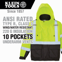 Klein Tools 60380 High-Visibility Winter Bomber Jacket X-Large