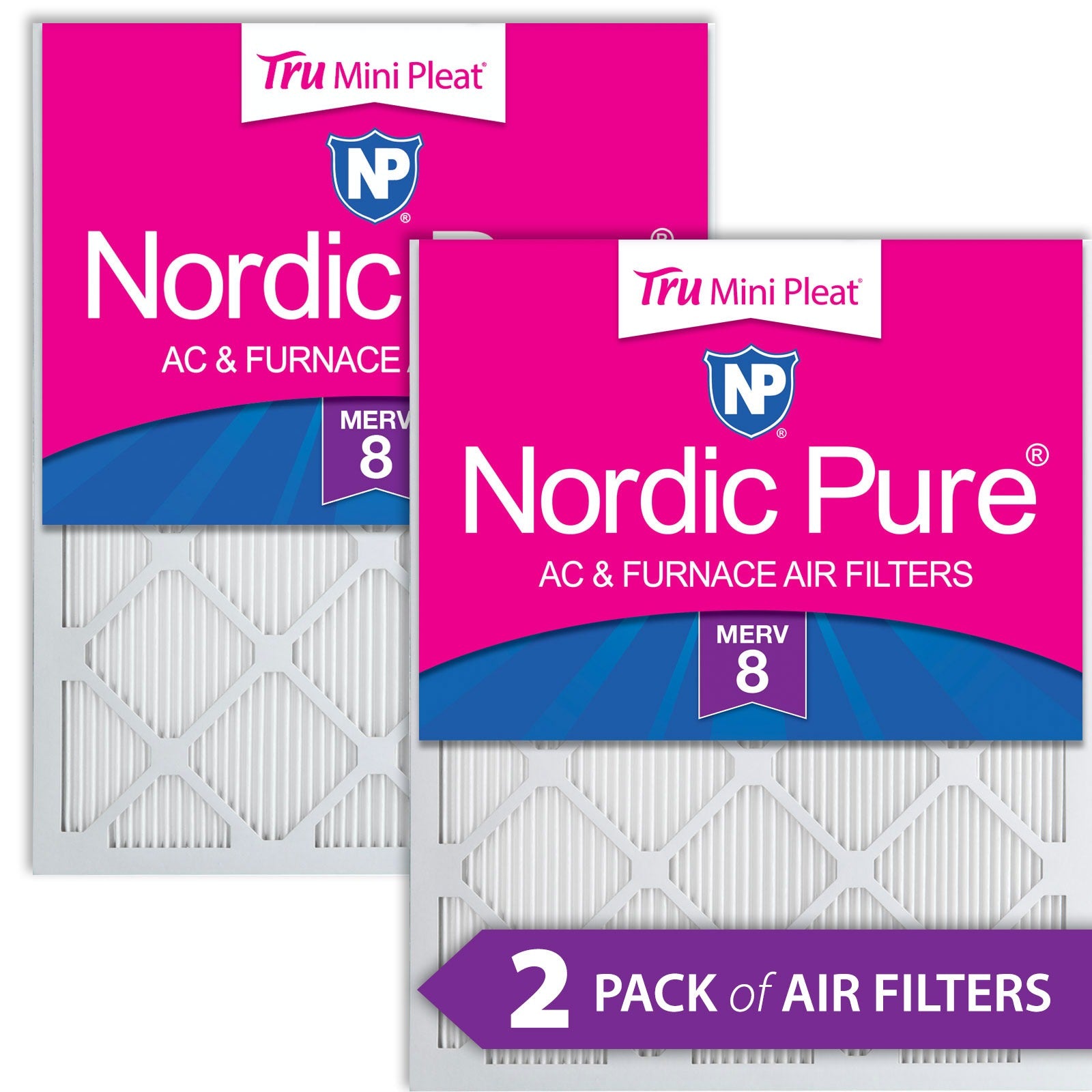 NORDIC PURE Nordic Pure 16x30x1M8MiniPleat-2 Merv 8 Mini Pleat Filter