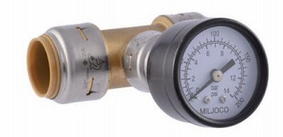 SHARKBITE Sharkbite 24438A Tee Pressure Gauge Assembly Valve 3/4 in