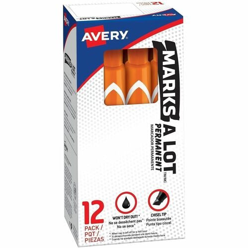 AVERY Avery AVE08883 Permanent Marker Orange Chisel Tip 12 Pack