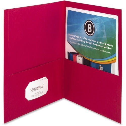 BUSINESS SOURCE Business Source BSN78494 2-pocket Folder Red Box of 25