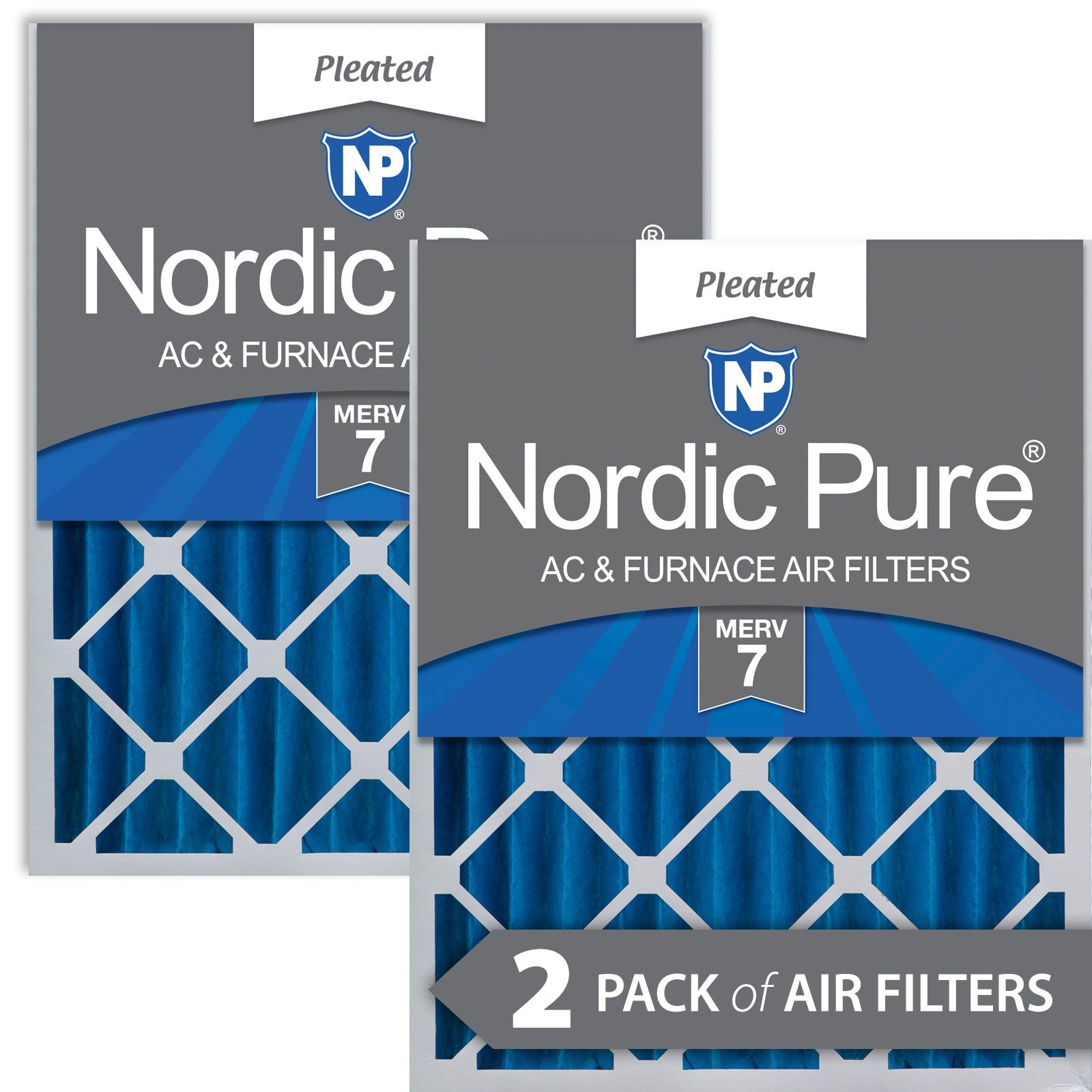 NORDIC PURE Nordic Pure 20x25x4M7-2 Pleated Merv 7 Air Filter 2 Pack