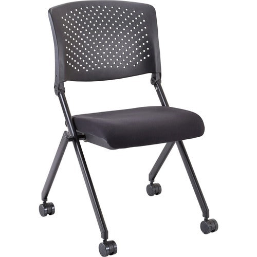 LORELL Lorell LLR41848 Nesting Chair Fabric Seat Plastic Back 2-pack