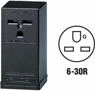 LEVITON Leviton Mfg Co 010-05376-P00 Surface Outlet 30A 250V Nema 6-30R