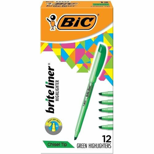 BIC Bic BICBL11GN Green Highlighter Chisel Tip Dozen 12