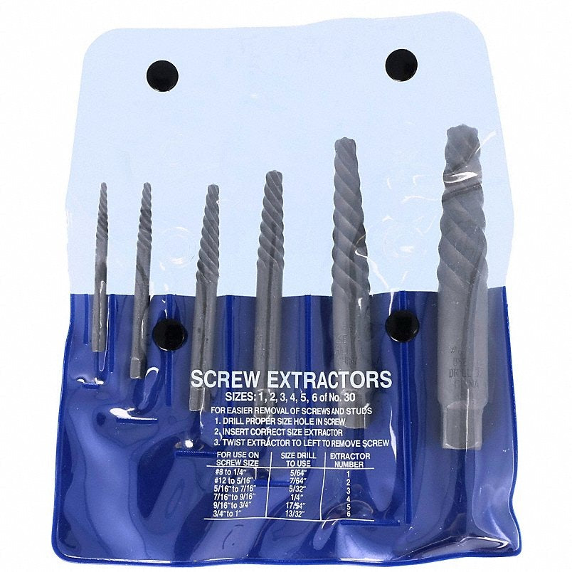 CHICAGO-LATROBE Chicago-latrobe 65036 Spiral Flute Screw Extractor Set 6 Pc