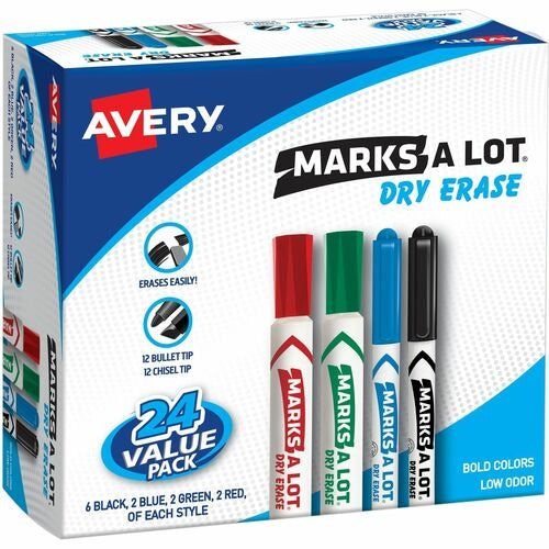 AVERY Avery AVE29870 Dry Erase Markers Assorted Box of 24
