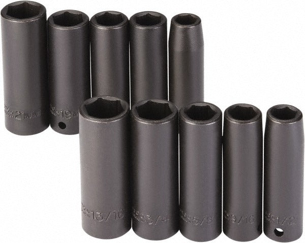 PROTO Proto J74201 Deep Impact Socket Set 10 Pc 1/2 in Drive