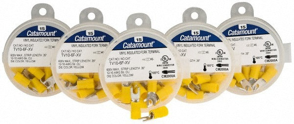 THOMAS & BETTS Thomas Betts TV10-6F-XV Fork Terminal 6 Stud Crimp 75 Pack