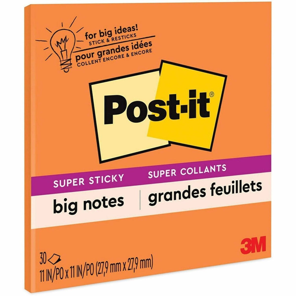 3M 3M MMMBN11O Post-it Super Sticky Big Note 11 inches x 11 inches (30 Sheets) BN11O
