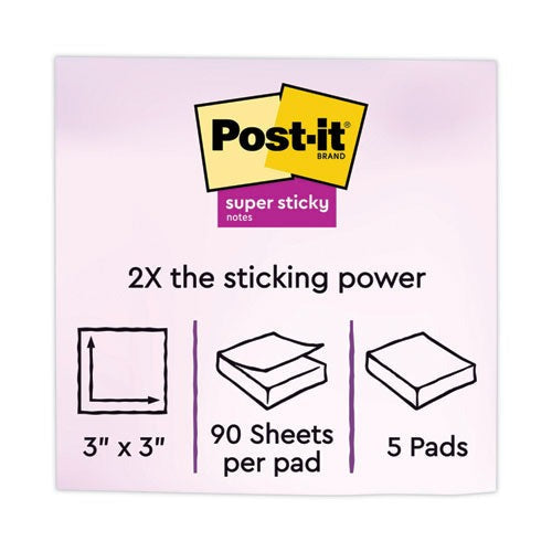 3M 3M MMM6545SSJOY Post-it Super Sticky Note Pads Super Sticky 3 in x 3 in 5 Pack 6545SSJOY