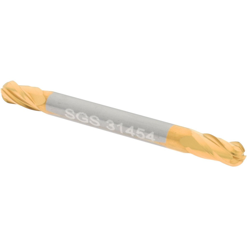 KYOCERA SGS PRECISION TOOLS Sgs 31454 Ball End Mill 0.125 in 4 Flute Solid Carbide Tin
