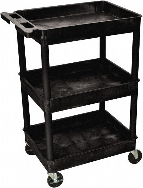 LUXOR Luxor STC111-B 3-shelf Plastic Utility Cart Black