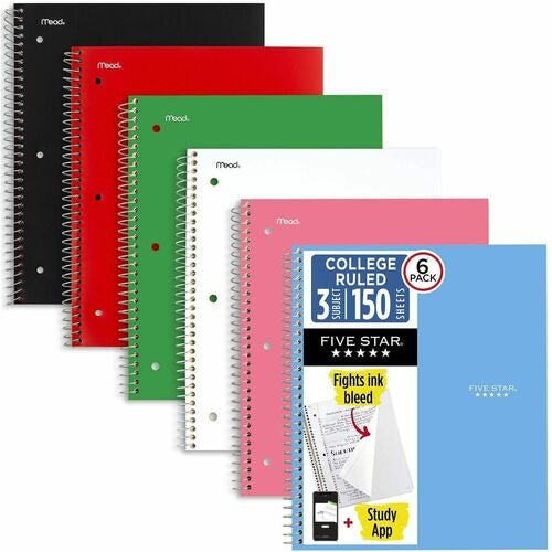 MEAD Bsc Preferred MEA73930 3-subject Notebook Pack of 6