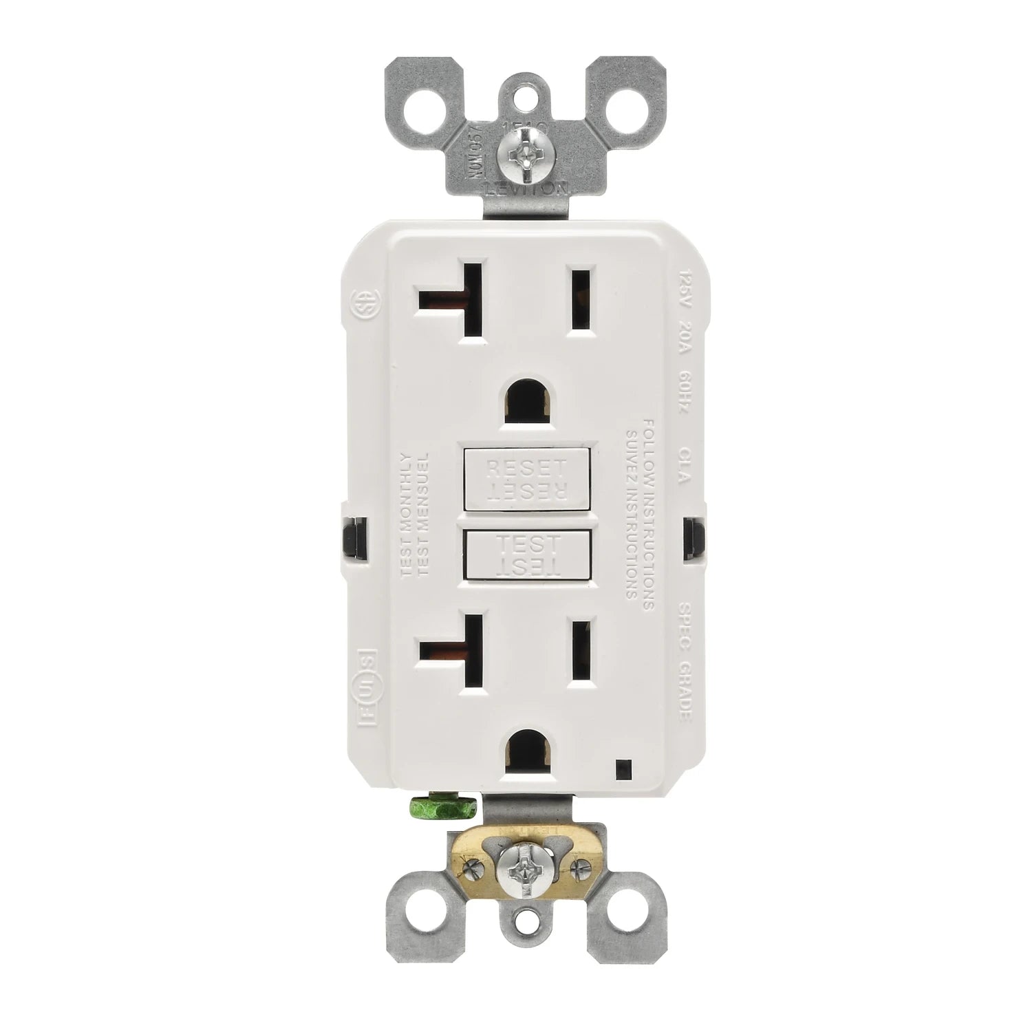 LEVITON Leviton R22-GFNT2-0KW SmartlockPro Self-Test GFCI Outlet 20A (1 Pack) R22-GFNT2-0KW