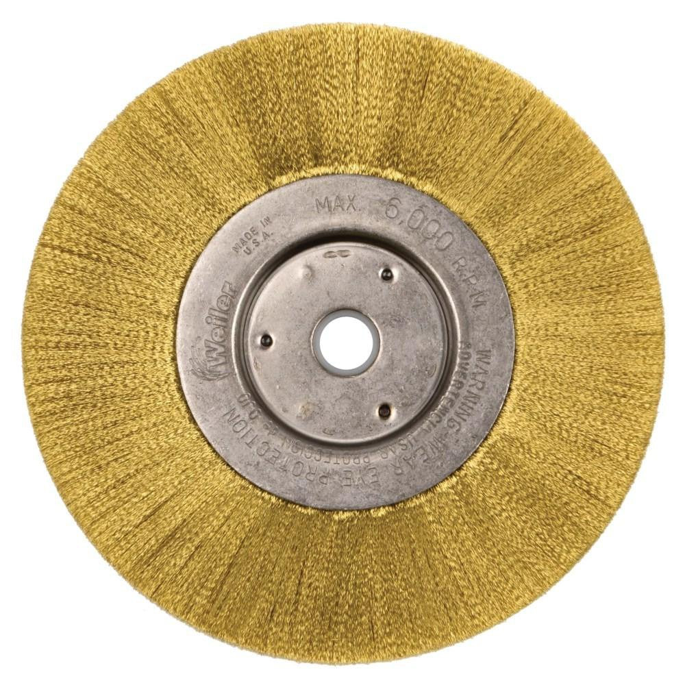WEILER Weiler 01415 Wheel Brush 6 in Crimped Brass Arbor Mount
