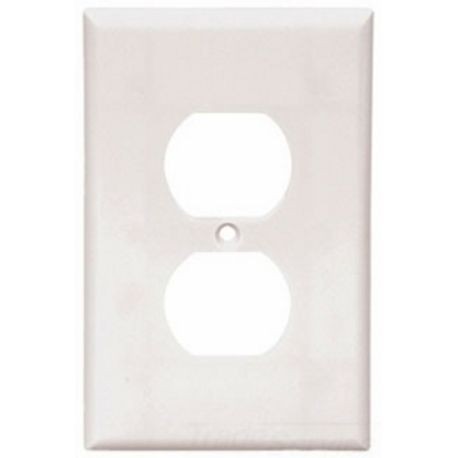 EATON 2032W Medium Size Standard Grade Receptacle Wallplate, 1 Gang, Thermoset, White