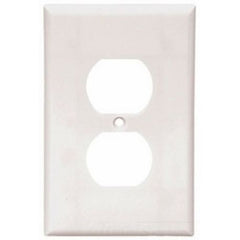 EATON 2032W Medium Size Standard Grade Receptacle Wallplate, 1 Gang, Thermoset, White