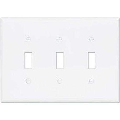 EATON 2041W-BOX Eaton Wiring Devices 2041W-BOX Mid-Sized Toggle Switch Wallplate 3 Gangs 4.87 in H x 6.75 in W