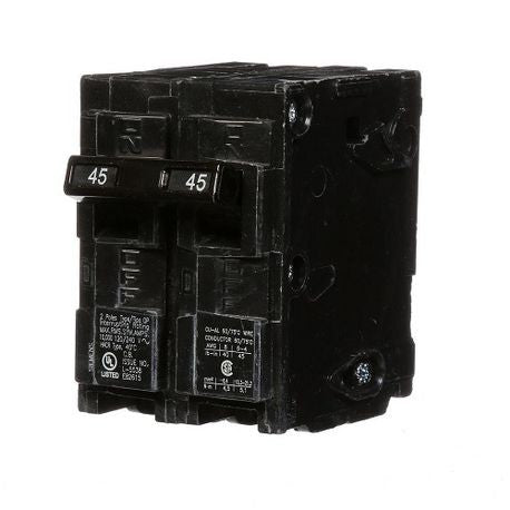 Siemens Q245 2-Pole 120/240 VAC 45 Amp 10 kA Plug-In Common Trip Circuit Breaker