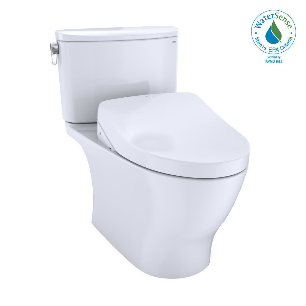 TOTO MW4423046CEFGA#01 WASHLET+ Nexus Two-Piece Elongated 1.28 GPF Toilet with Auto Flush S500e Contemporary Bidet Seat Cotton White