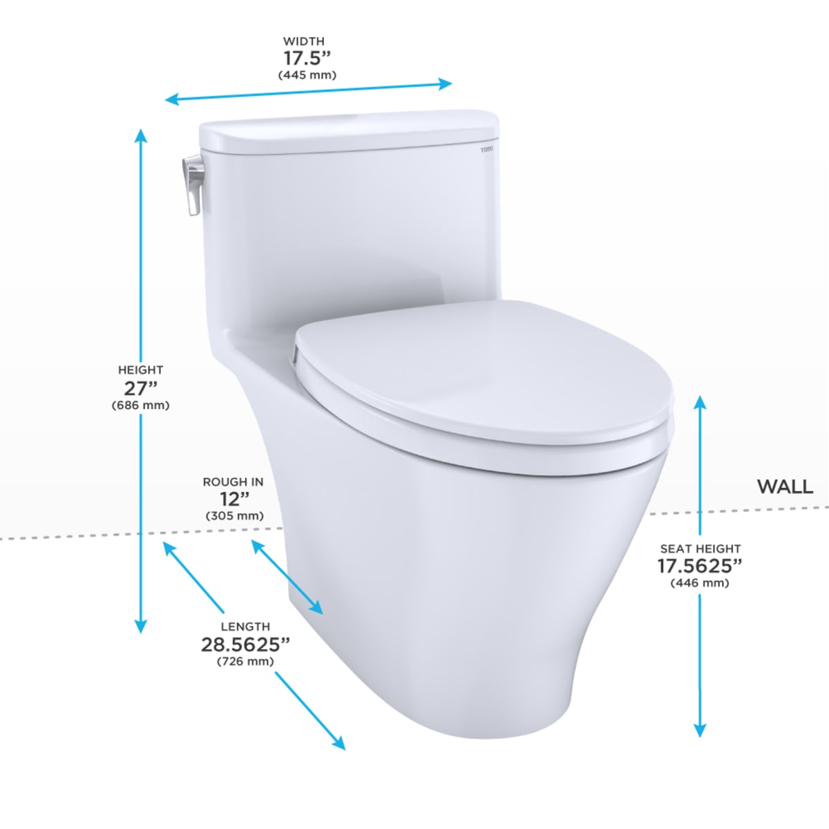 Toto MS642124CEFG#11 Nexus One-Piece Elongated 1.28 GPF Toilet with CEFIONTECT and SS124 SoftClose Seat, WASHLET+ Ready