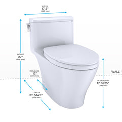 Toto MS642124CEFG#11 Nexus One-Piece Elongated 1.28 GPF Toilet with CEFIONTECT and SS124 SoftClose Seat, WASHLET+ Ready