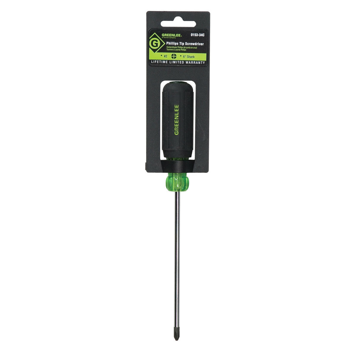 Greenlee 0153-34C Screwdriver, Heavy Duty Phillips #2 x 6