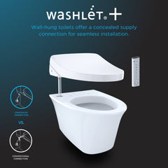 Toto CWT4474047CMFG#MS WASHLET+ RP Wall-Hung D-Shape Toilet with RX Bidet Seat and DuoFit In-Wall 1.28 and 0.9 GPF Dual-Flush Tank System