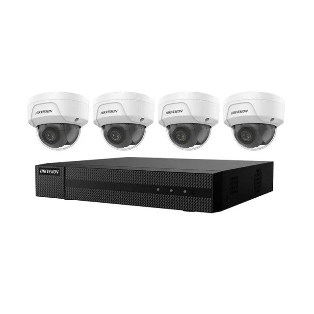 Hikvision EKI-K41D44 Value Express 5-Piece Kit, (1) ERI-K104-P4 4-Channel NVR, (4) ECI-D24F2 4MP Cameras, 2.8mm Lens