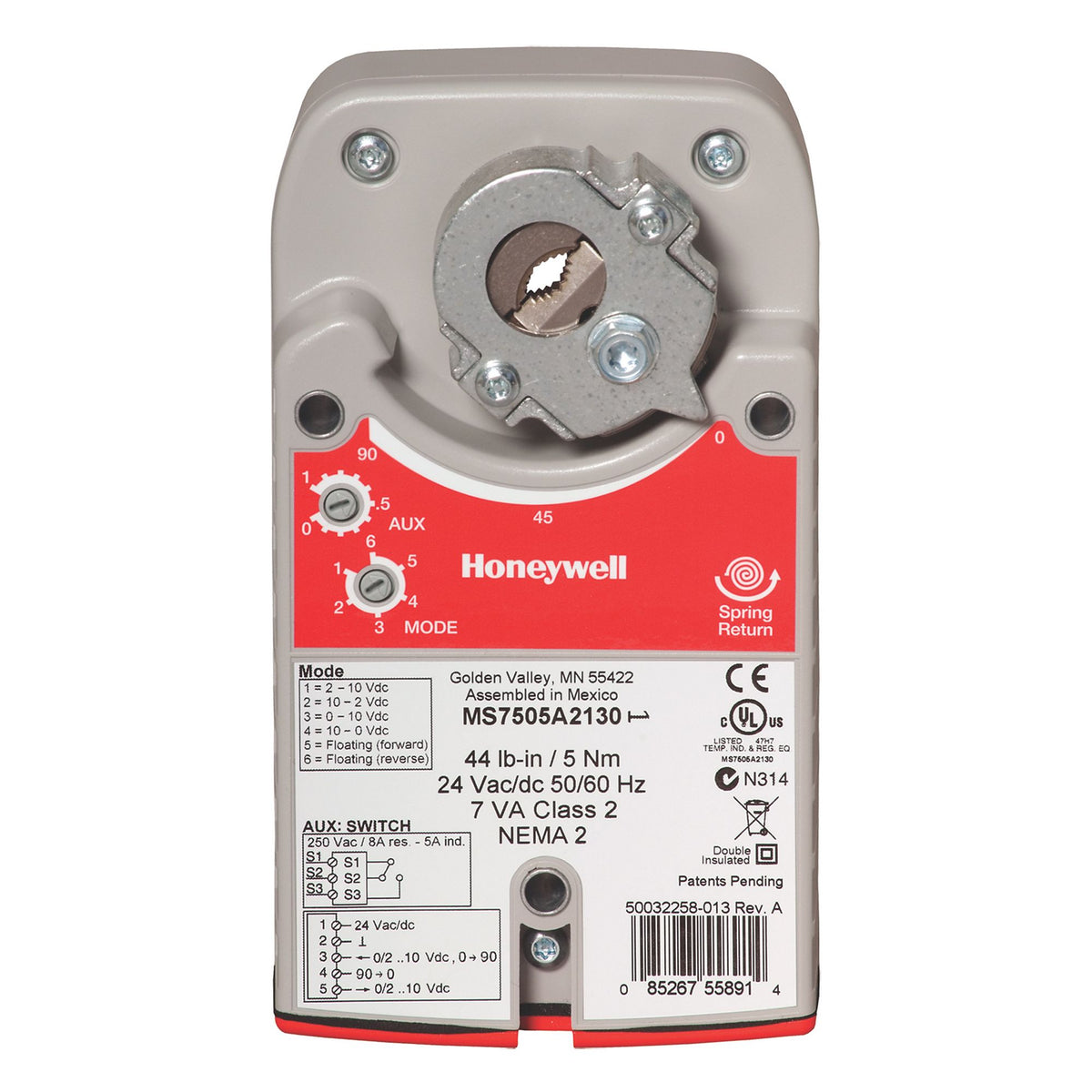 Honeywell MS4103A1030 Direct-Coupled Actuator Two-Position Spring Return