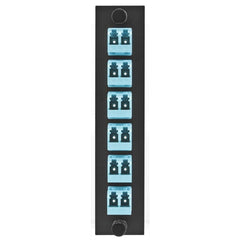 Hubbell Premise Wiring FSPNLCDS6AQ FSP Adapter Panel, 12-Fiber, LC Duplex, Loaded with 6 Adapters, Zircon Sleeves, Aqua