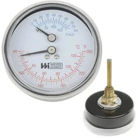 Weiss HTP40RSX Tri-O-Meter Boiler Gauge 1/2 NPT Rear 0-200 PSI Replacement MPN