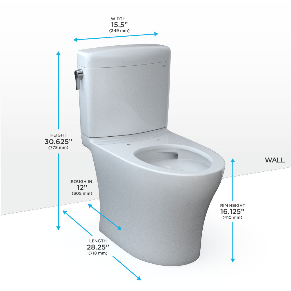 TOTO CST436CUMFG#01 Aquia IV 1G Cube Two-Piece Elongated Dual Flush Toilet with CEFIONTECT