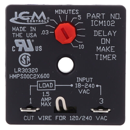 ICM ICM102B Delay On Make Timer 10 Minutes Adjustable TMR00157