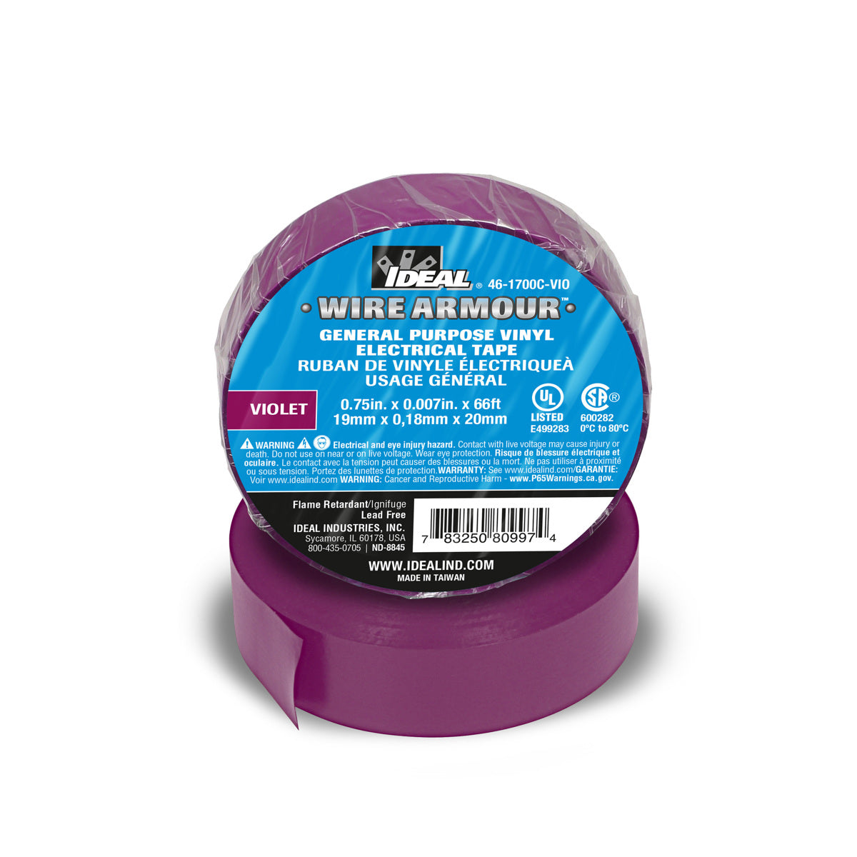 Ideal 46-1700C-VIO 3/4X66'X 7MIL, GP Tape, Violet