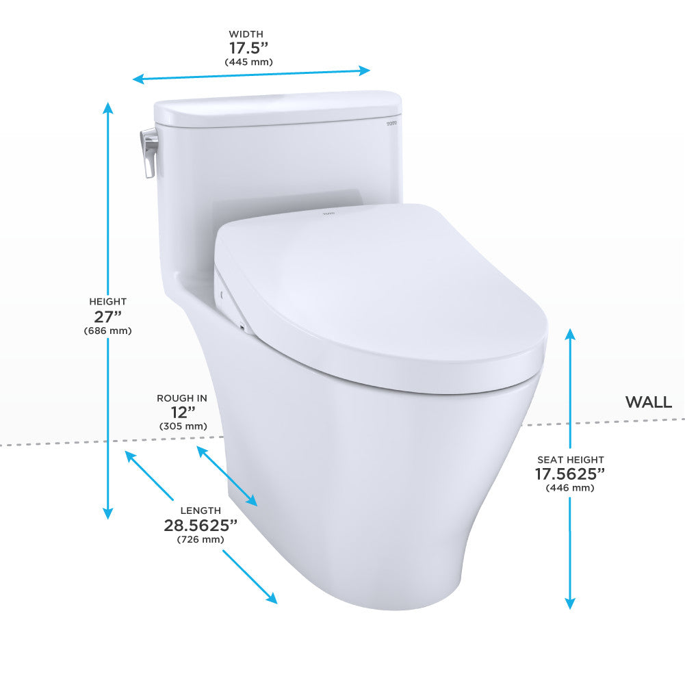 Toto MW6423056CEFGA#01 Washlet+ Nexus One-Piece Elongated 1.28 Gpf Toilet With Auto Flush S550E Contemporary Bidet Seat