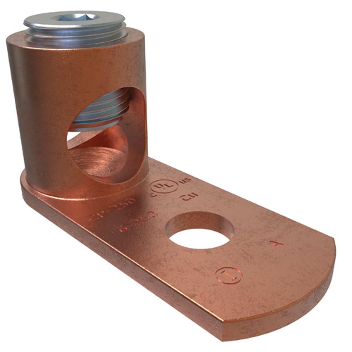 ILSCO CP-250 Copper Post Connector, Conductor Range 250-6, 3/8in Bolt Size, UL, CSA