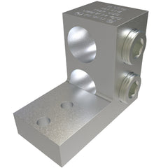 ILSCO PB2-500 Aluminum Panelboard Lug, Dual Rated, Conductor Range 500-4/0, 2 Ports, 2 Holes, 1/4in Bolt Size, 11/16in Hole Spacing