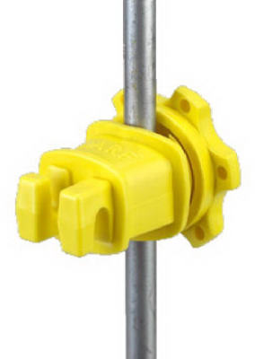 True Value WESTERN-RP-25 Electric Fence Insulator, Western, Round & Fiberglass T-Post, Screw-Tight, Yellow, 25-Pk.