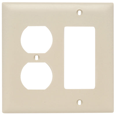 True Value TP826ICC12 Wall Plate, 2-Gang, Decorator & Duplex, Ivory Nylon