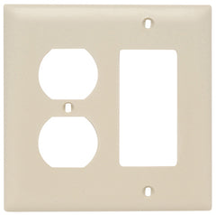 True Value TP826ICC12 Wall Plate, 2-Gang, Decorator & Duplex, Ivory Nylon