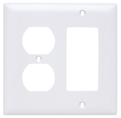 TRUE VALUE TP826WCC12 Wall Plate, 2-Gang, Decorator & Duplex, White Nylon