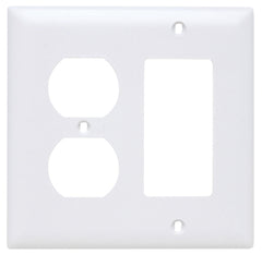 TRUE VALUE TP826WCC12 Wall Plate, 2-Gang, Decorator & Duplex, White Nylon