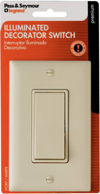 True Value TM870ISLCCC5WP Pass & Seymour - Legrand Ivory Single-Pole Premium Decorator Lighted Switch