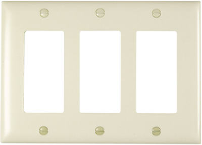 True Value TP263LACC12 Pass & Seymour - Legrand Light Almond 3-Opening Nylon Wall Plate