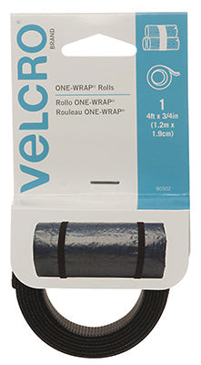 True Value 90302 VELCRO Brand ONE-WRAP Fastening Roll, Black, 4-Ft. x 3/4-In. - 90302